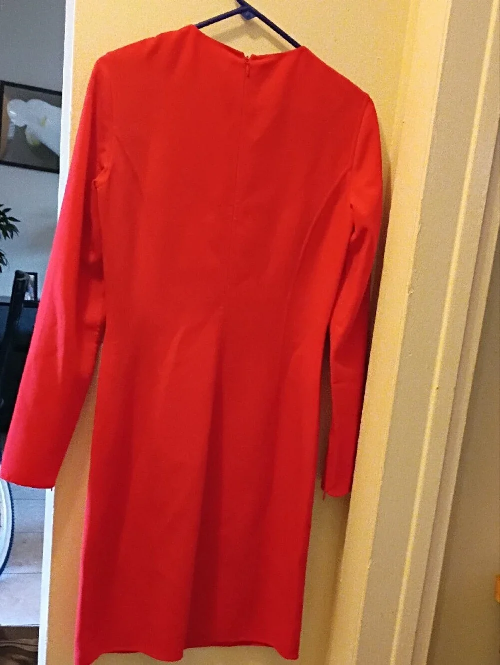 Michael Kors Red Long-Sleeve Dress with Black Lace Trim